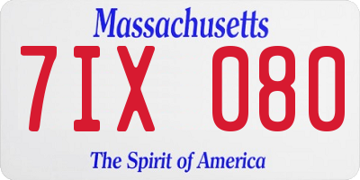 MA license plate 7IX080