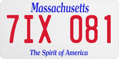 MA license plate 7IX081