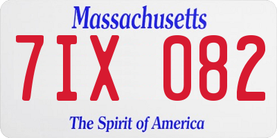 MA license plate 7IX082