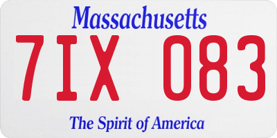 MA license plate 7IX083