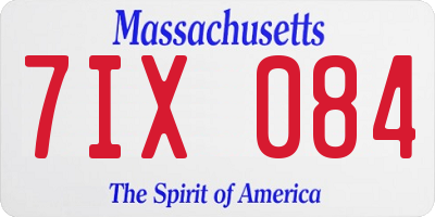 MA license plate 7IX084