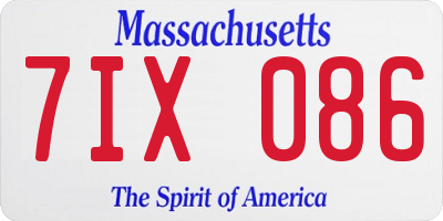 MA license plate 7IX086