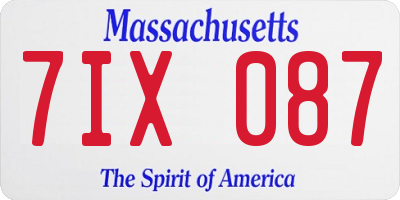 MA license plate 7IX087