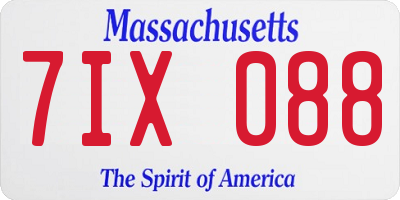 MA license plate 7IX088
