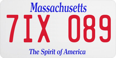 MA license plate 7IX089