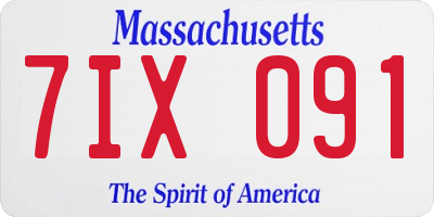 MA license plate 7IX091