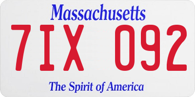 MA license plate 7IX092