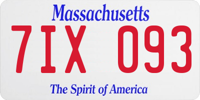 MA license plate 7IX093