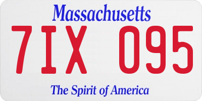 MA license plate 7IX095