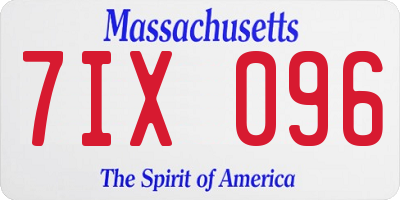 MA license plate 7IX096