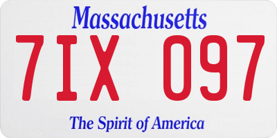 MA license plate 7IX097