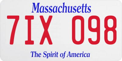 MA license plate 7IX098