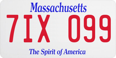 MA license plate 7IX099