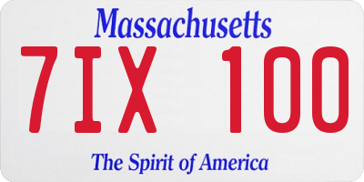 MA license plate 7IX100