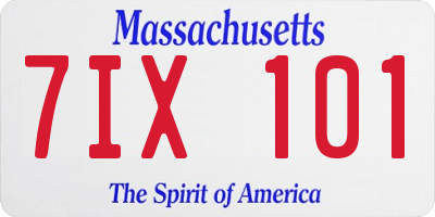 MA license plate 7IX101