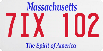 MA license plate 7IX102