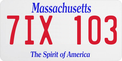 MA license plate 7IX103