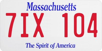 MA license plate 7IX104