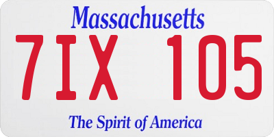 MA license plate 7IX105