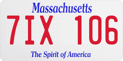 MA license plate 7IX106