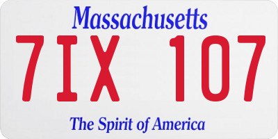MA license plate 7IX107