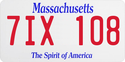 MA license plate 7IX108