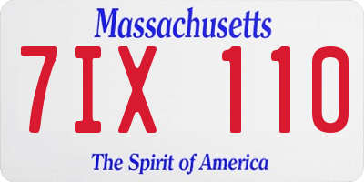 MA license plate 7IX110