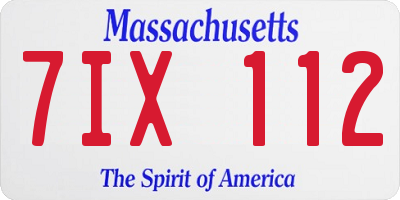 MA license plate 7IX112