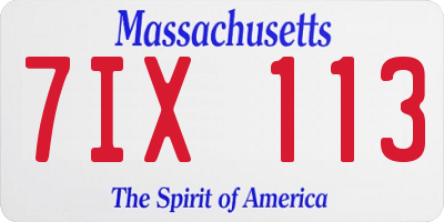 MA license plate 7IX113