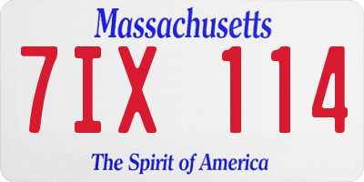 MA license plate 7IX114