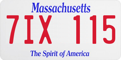 MA license plate 7IX115