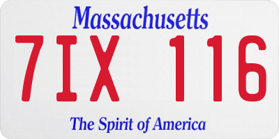 MA license plate 7IX116