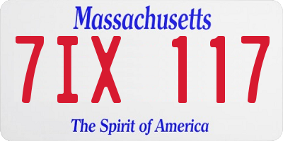 MA license plate 7IX117