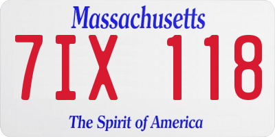MA license plate 7IX118