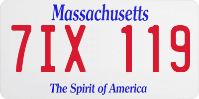 MA license plate 7IX119
