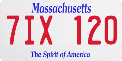 MA license plate 7IX120
