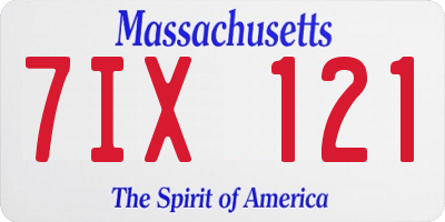 MA license plate 7IX121