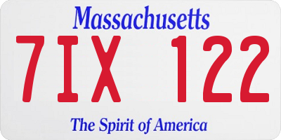 MA license plate 7IX122