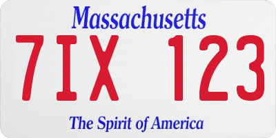 MA license plate 7IX123