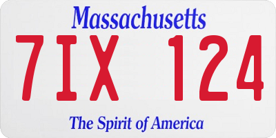 MA license plate 7IX124