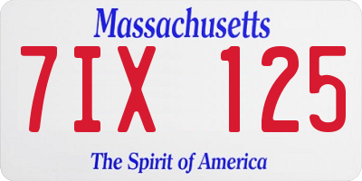 MA license plate 7IX125