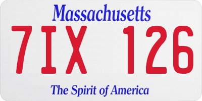 MA license plate 7IX126