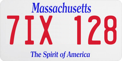 MA license plate 7IX128