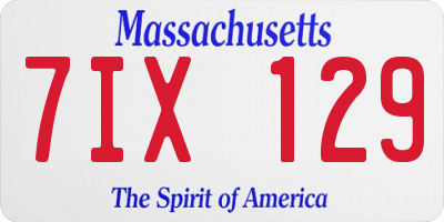 MA license plate 7IX129