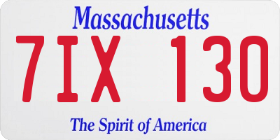 MA license plate 7IX130