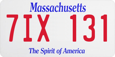 MA license plate 7IX131