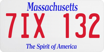 MA license plate 7IX132