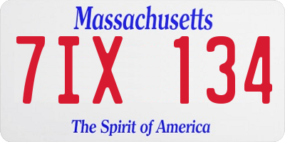 MA license plate 7IX134