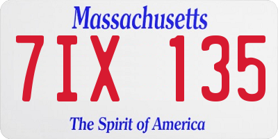 MA license plate 7IX135