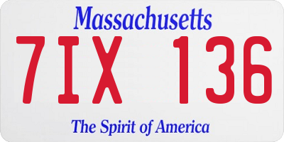 MA license plate 7IX136